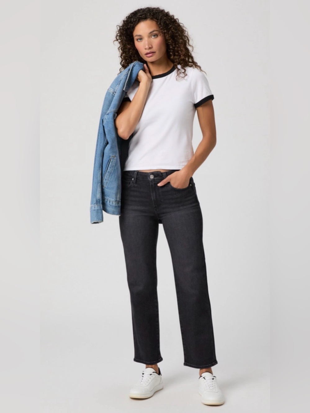 PAIGE Straight-Leg High-Rise Jeans in Ink Black